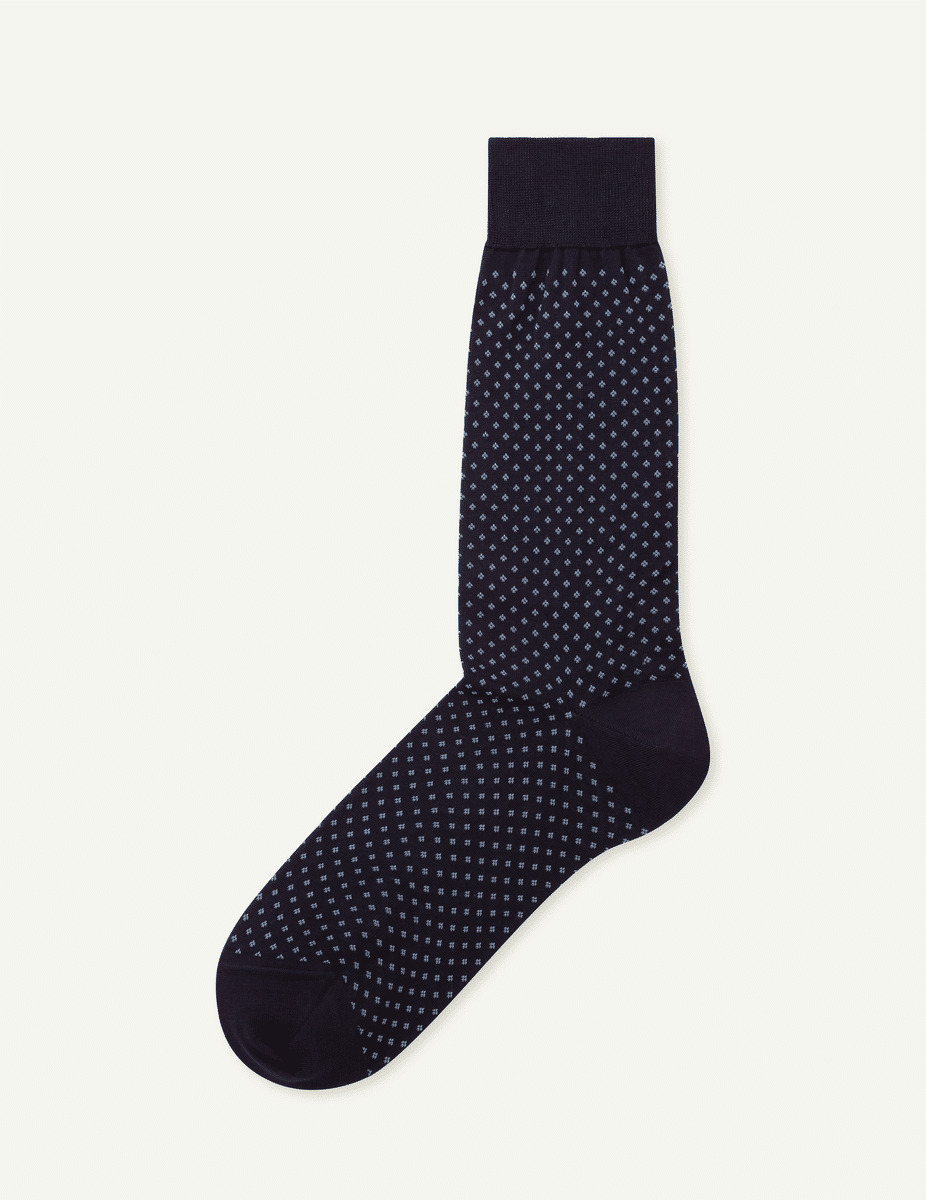 Chaussettes courtes à pois en fil d'Ecosse marine