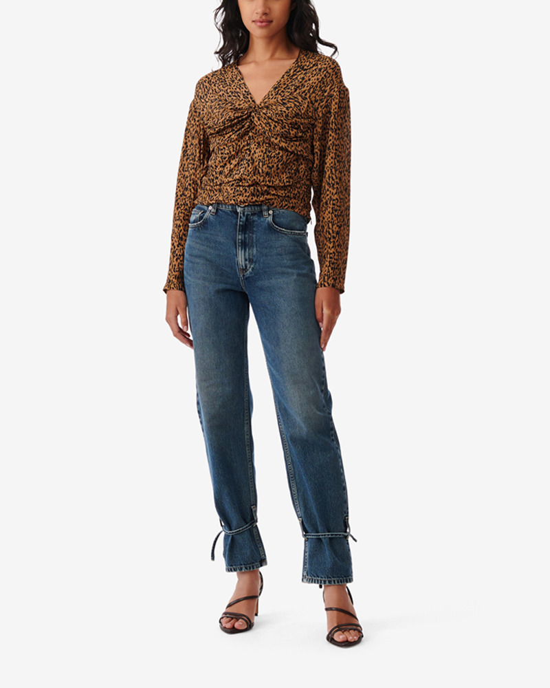 Top Froncé Imprimé Léopard Ernesta