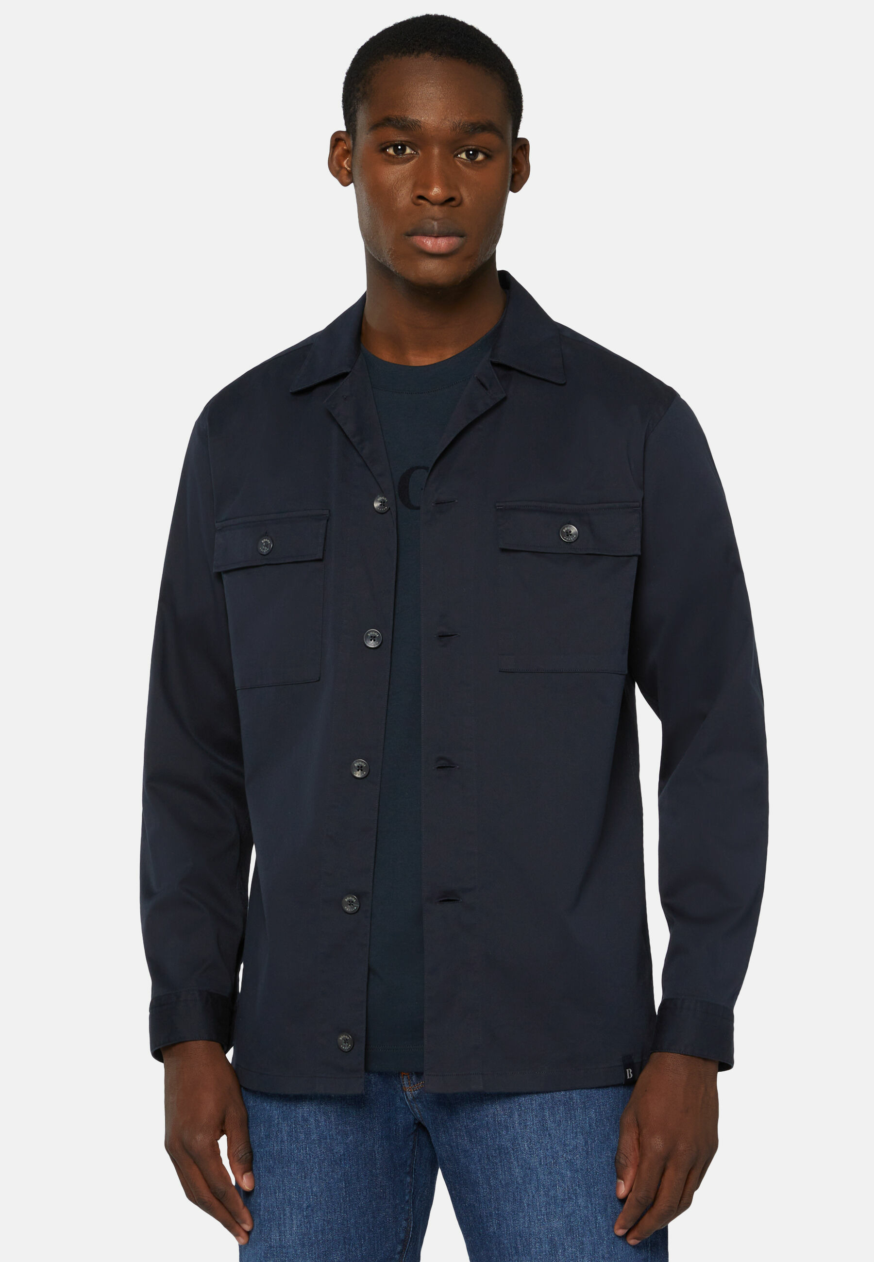 Surchemise Camp Bleu Marine En Coton Tencel