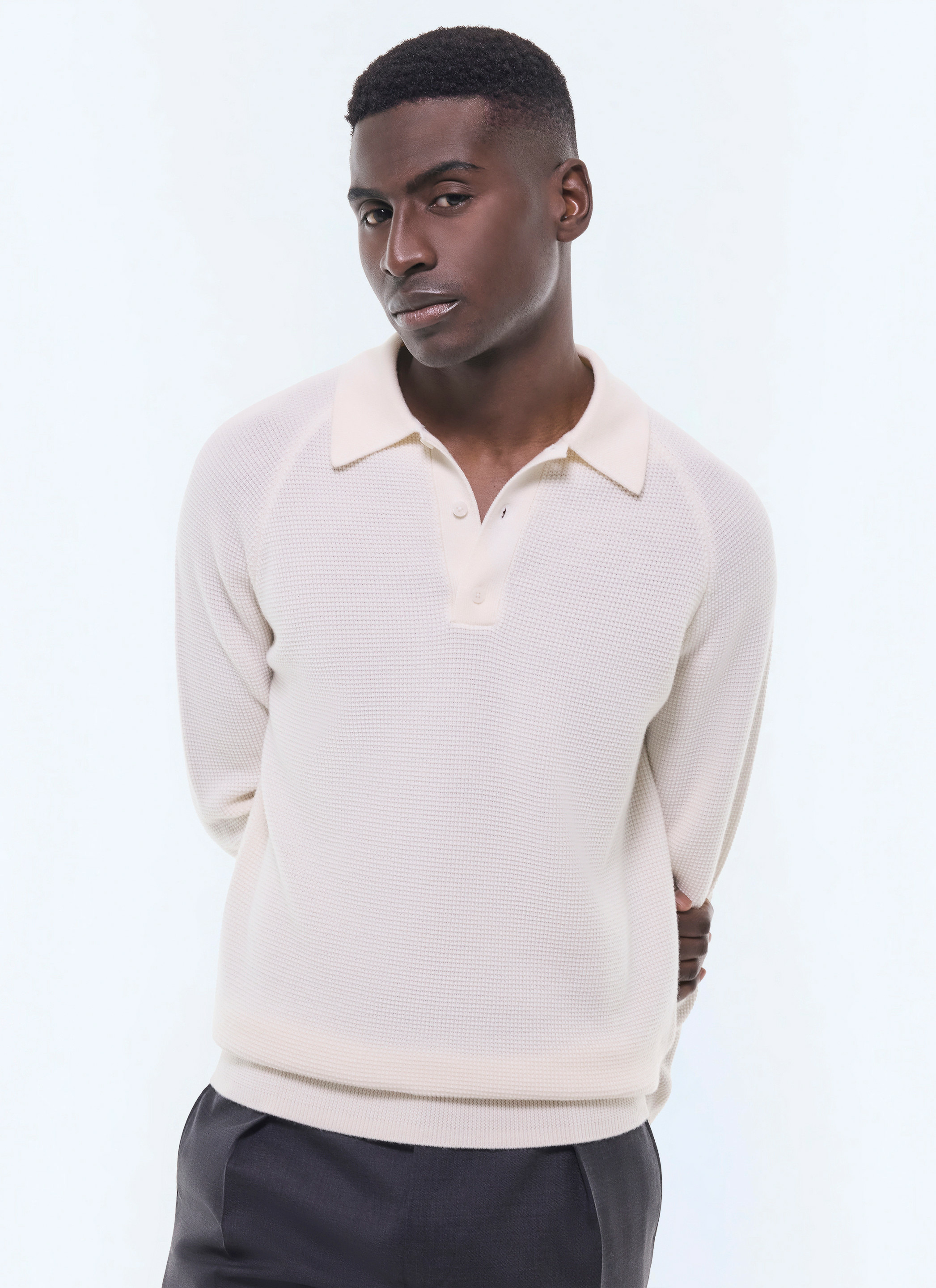 Polo point de riz en laine certifiée