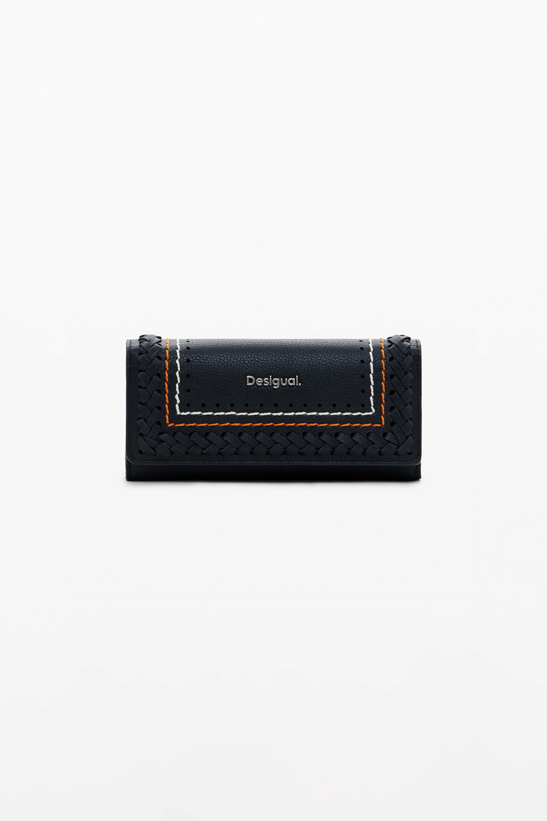 Porte-monnaie tressé avec surpiqûres