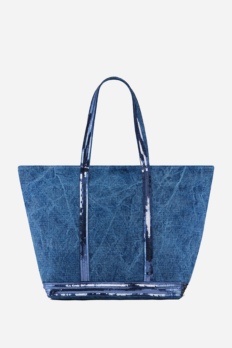 Cabas L en Lin Zippé Porté Epaule