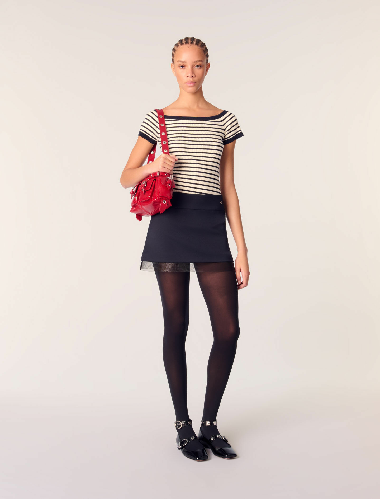 Jupe en laine mélangée et tulle