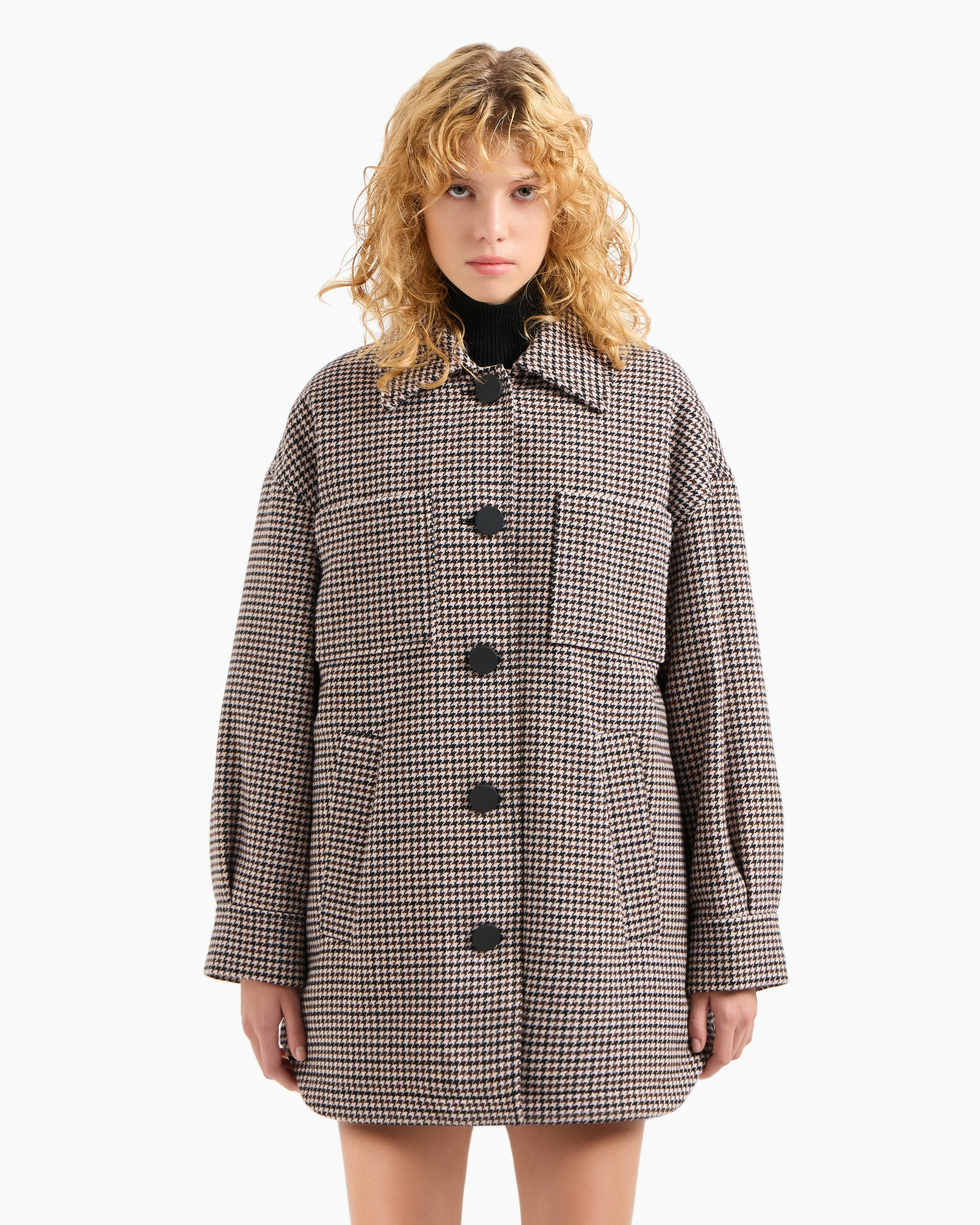 Caban coat-milk/liq/black pied