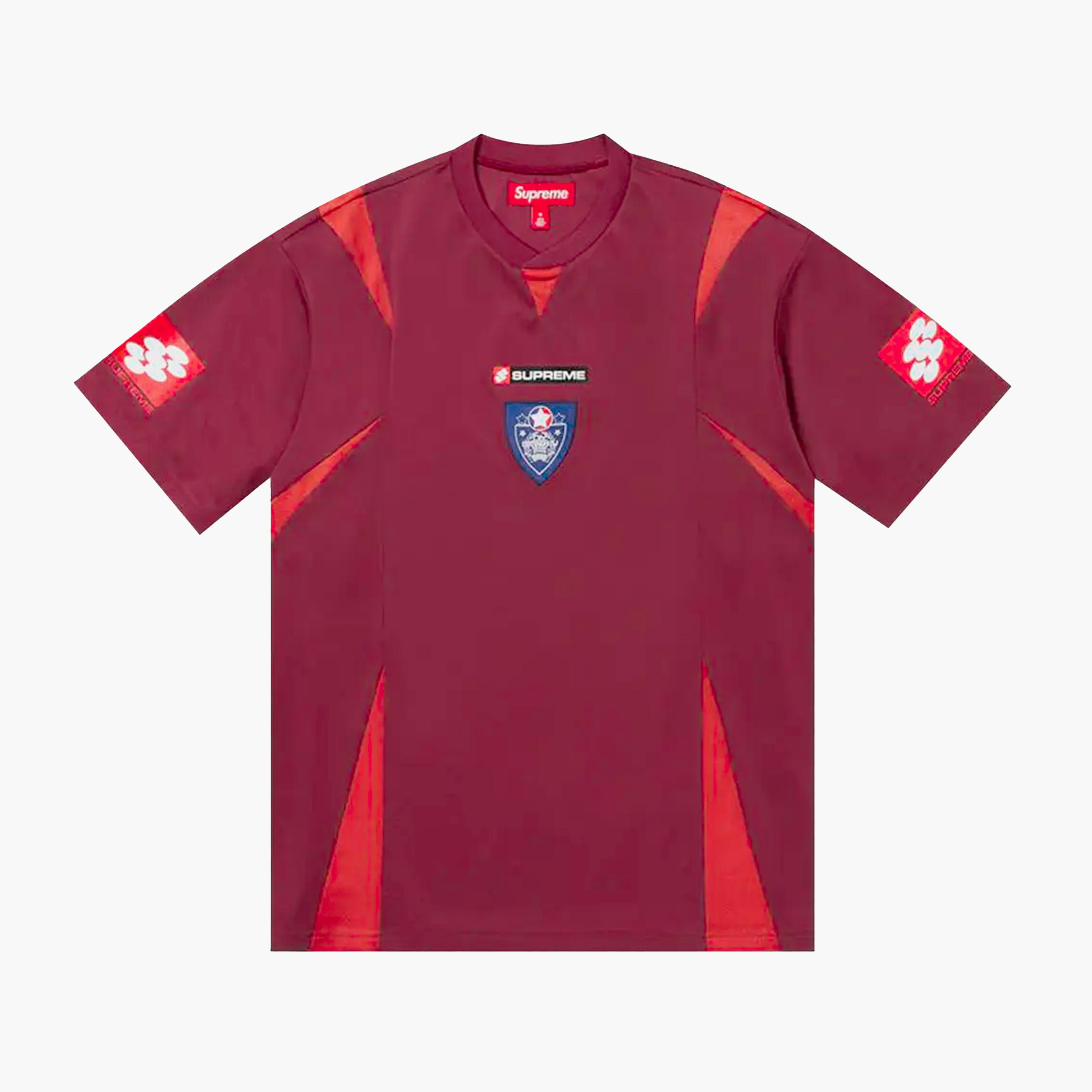 Supreme T-Shirt - Crest Soccer Jersey - Maroon