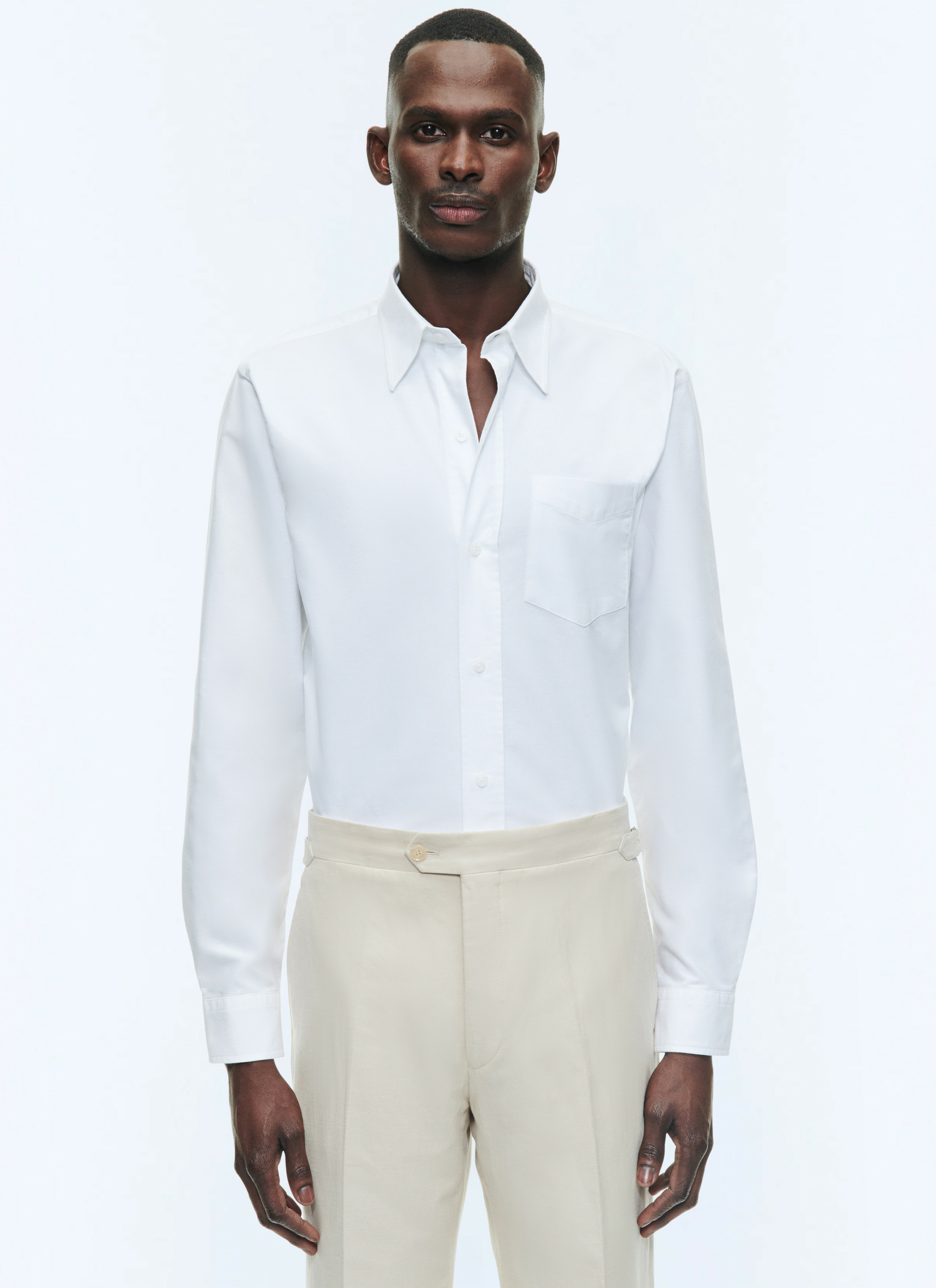 Chemise à col hirondelle en coton Oxford