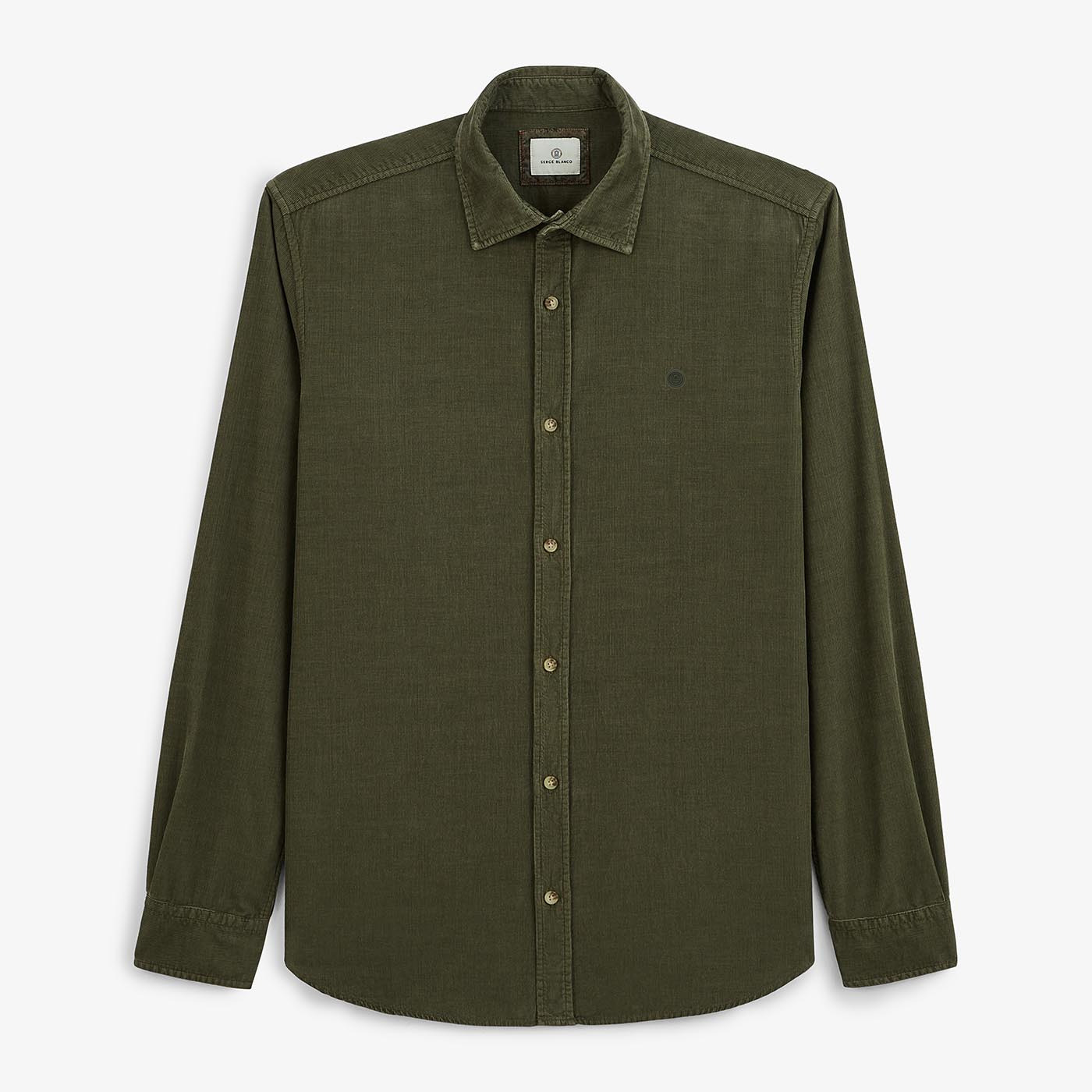 Chemise en velours vert militaire