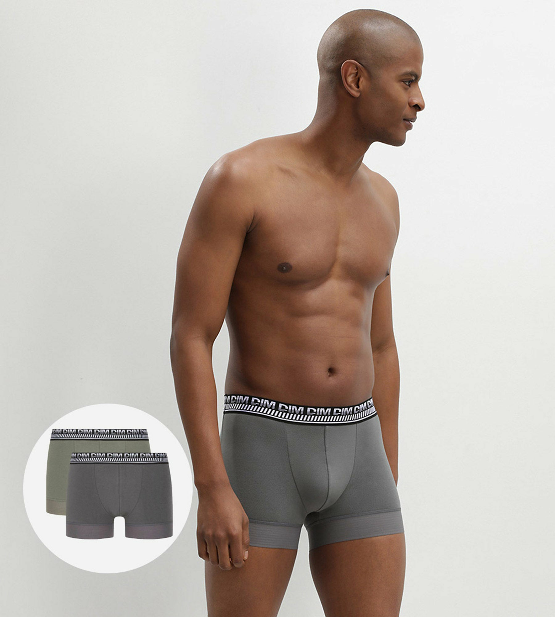 Lot de 2 boxers homme en coton extensible Vert Olive Stay and Fit