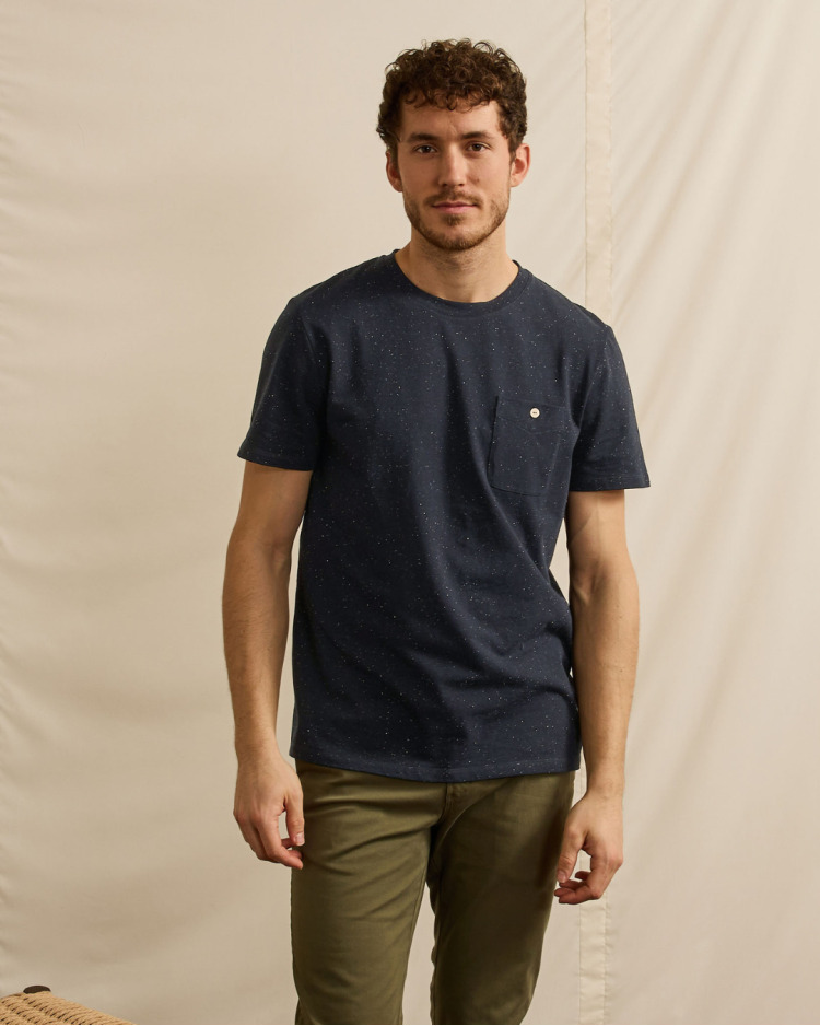 T-shirt col rond bleu marine