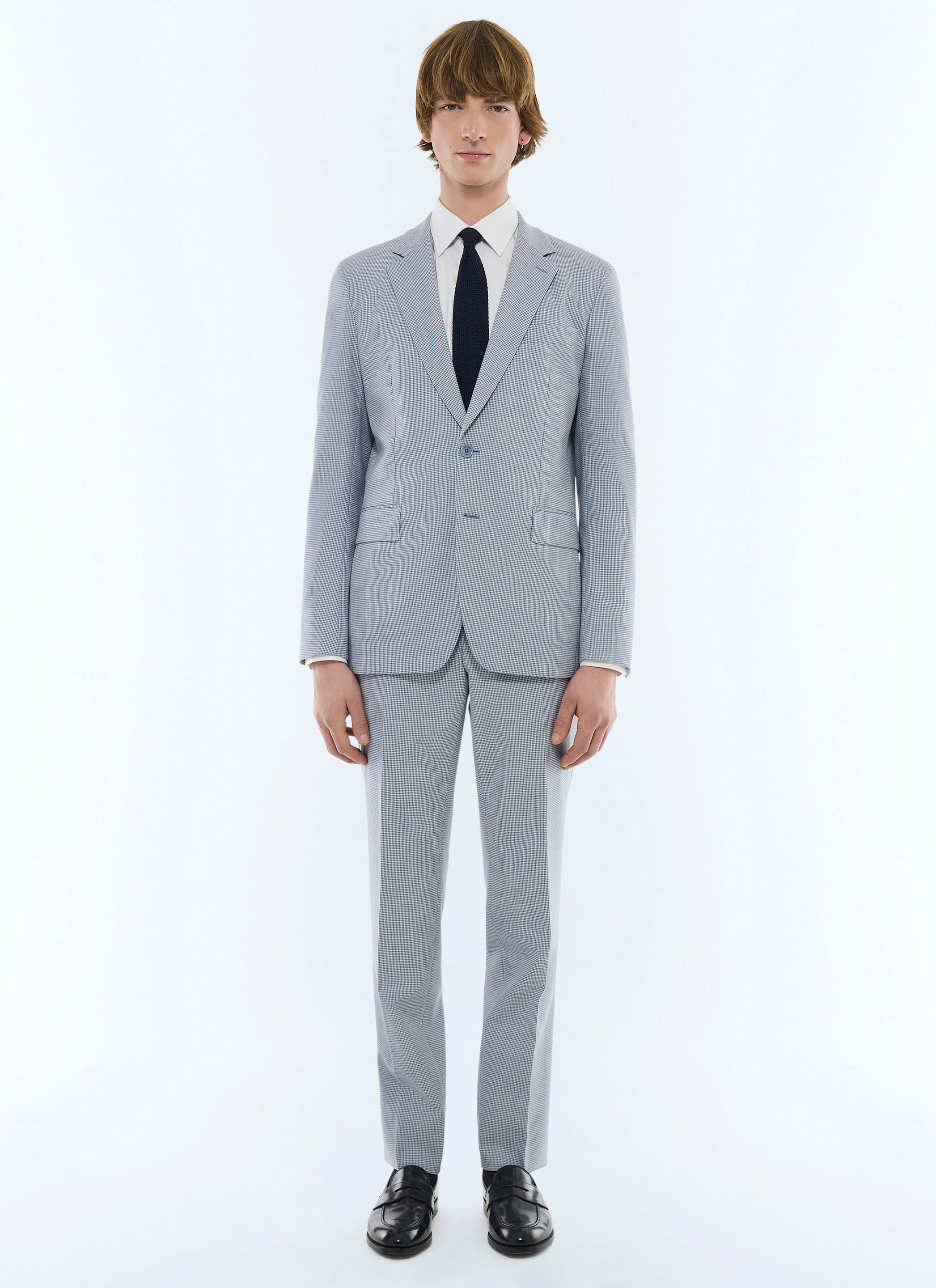 Costume droit à motif pied de poule