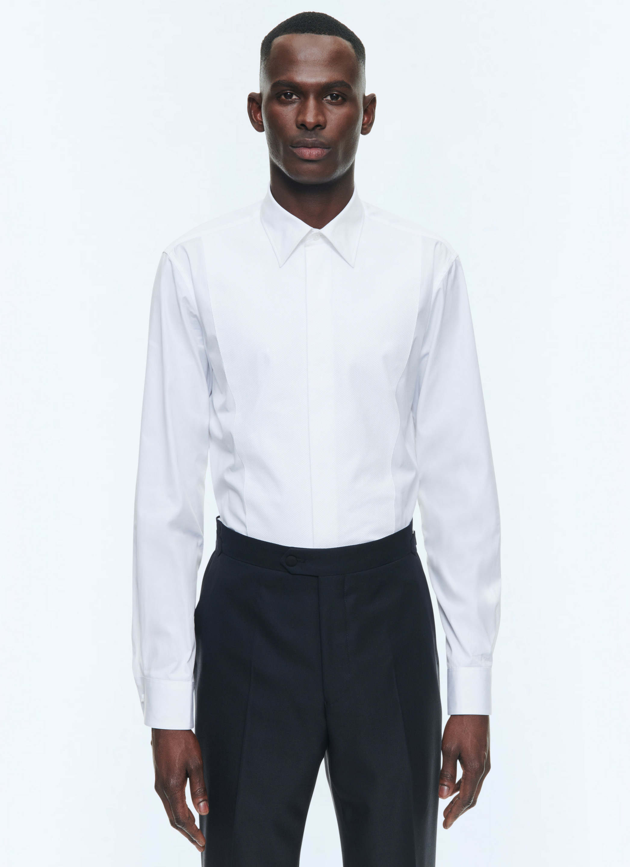 Chemise ajustée à plastron en coton