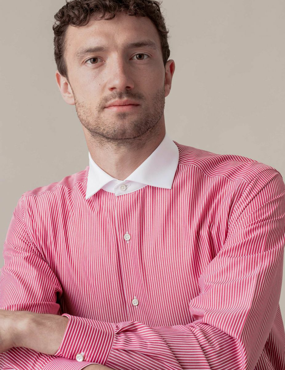 Chemise Classique en popeline rayée bordeaux
