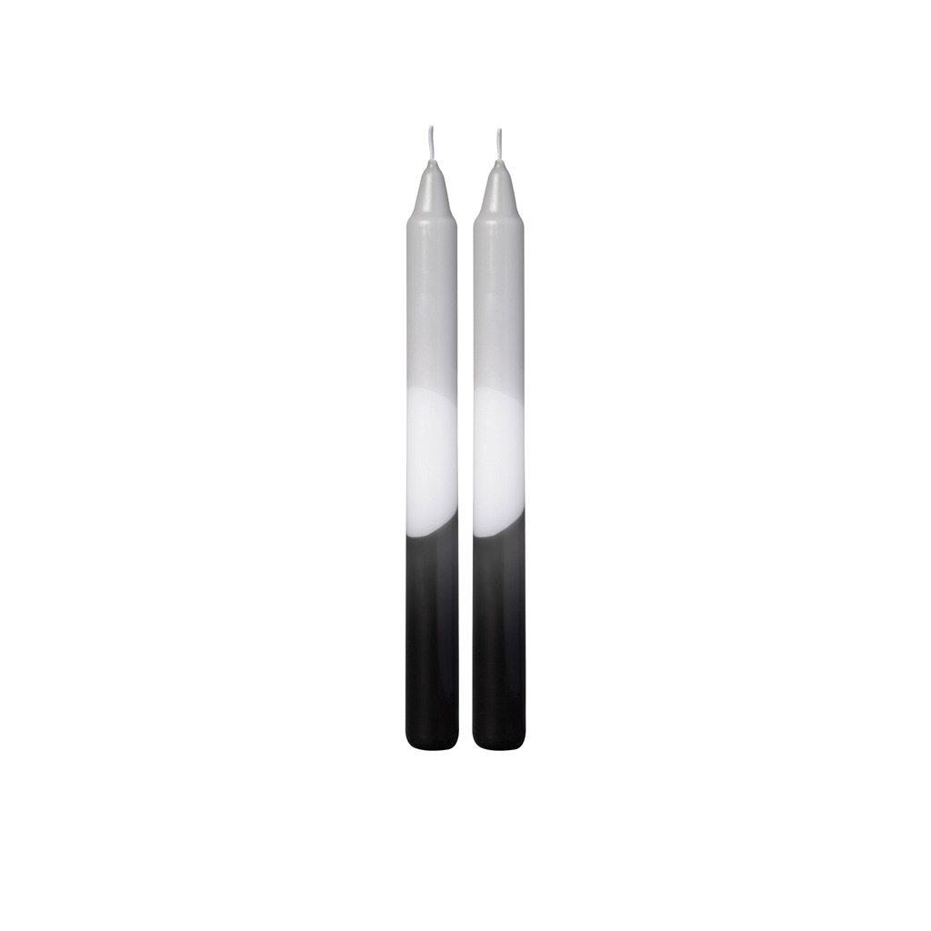 Black XMAS - Lot de 2 bougies tie and dye, noir/blanc/gris, 23x2cm