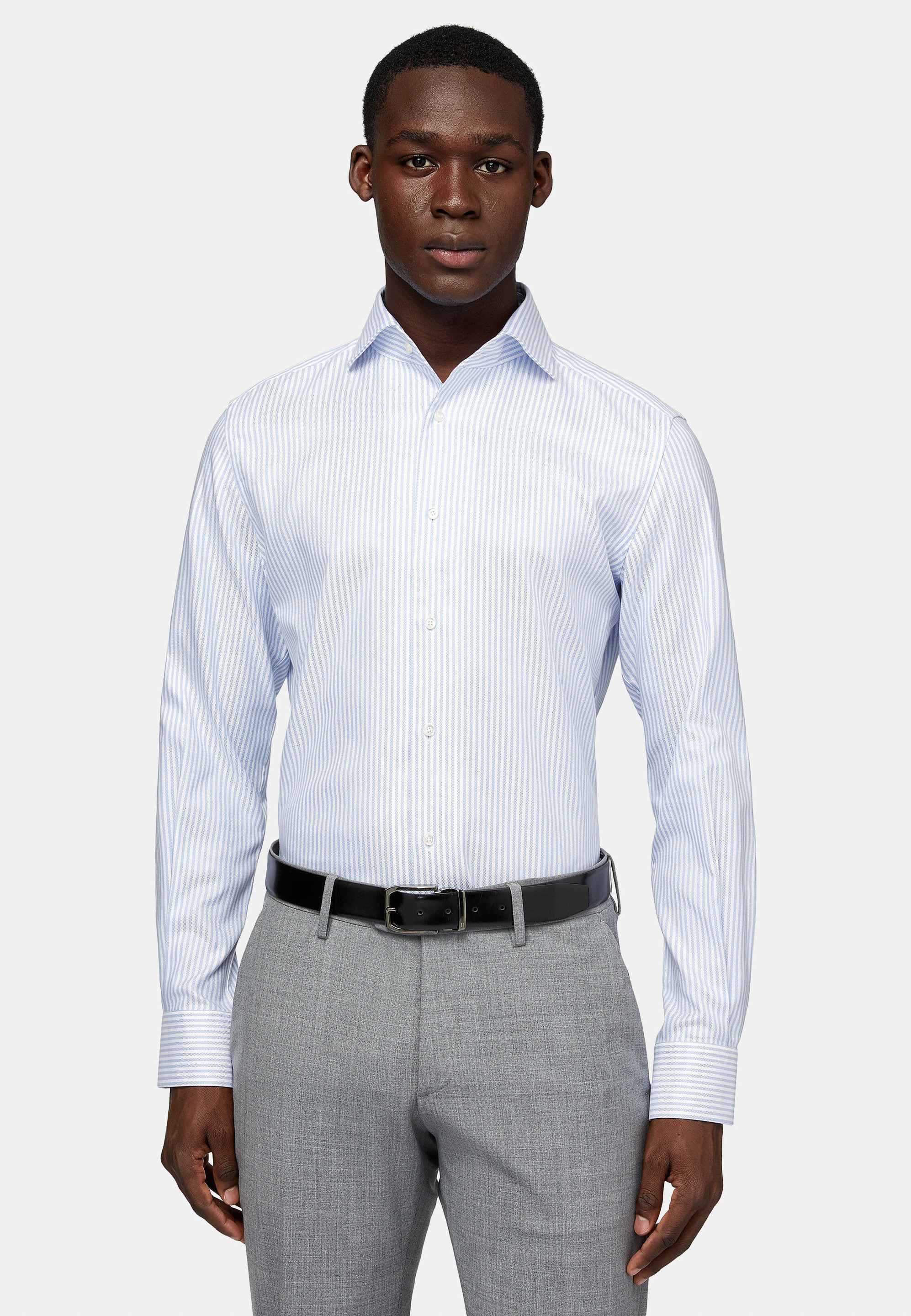 Chemise Rayée En Coton Dobby Regular Fit