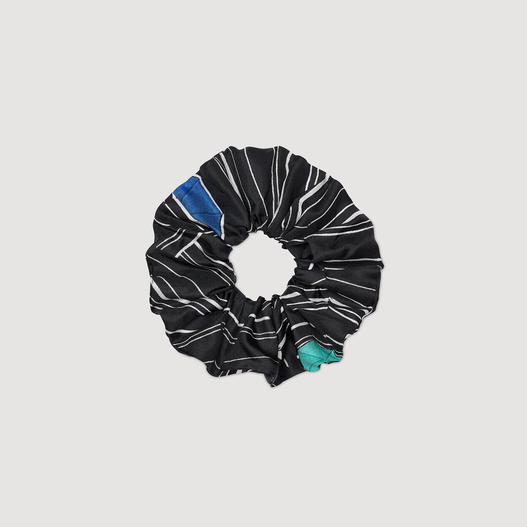 Chouchou en soie à imprimé rayures