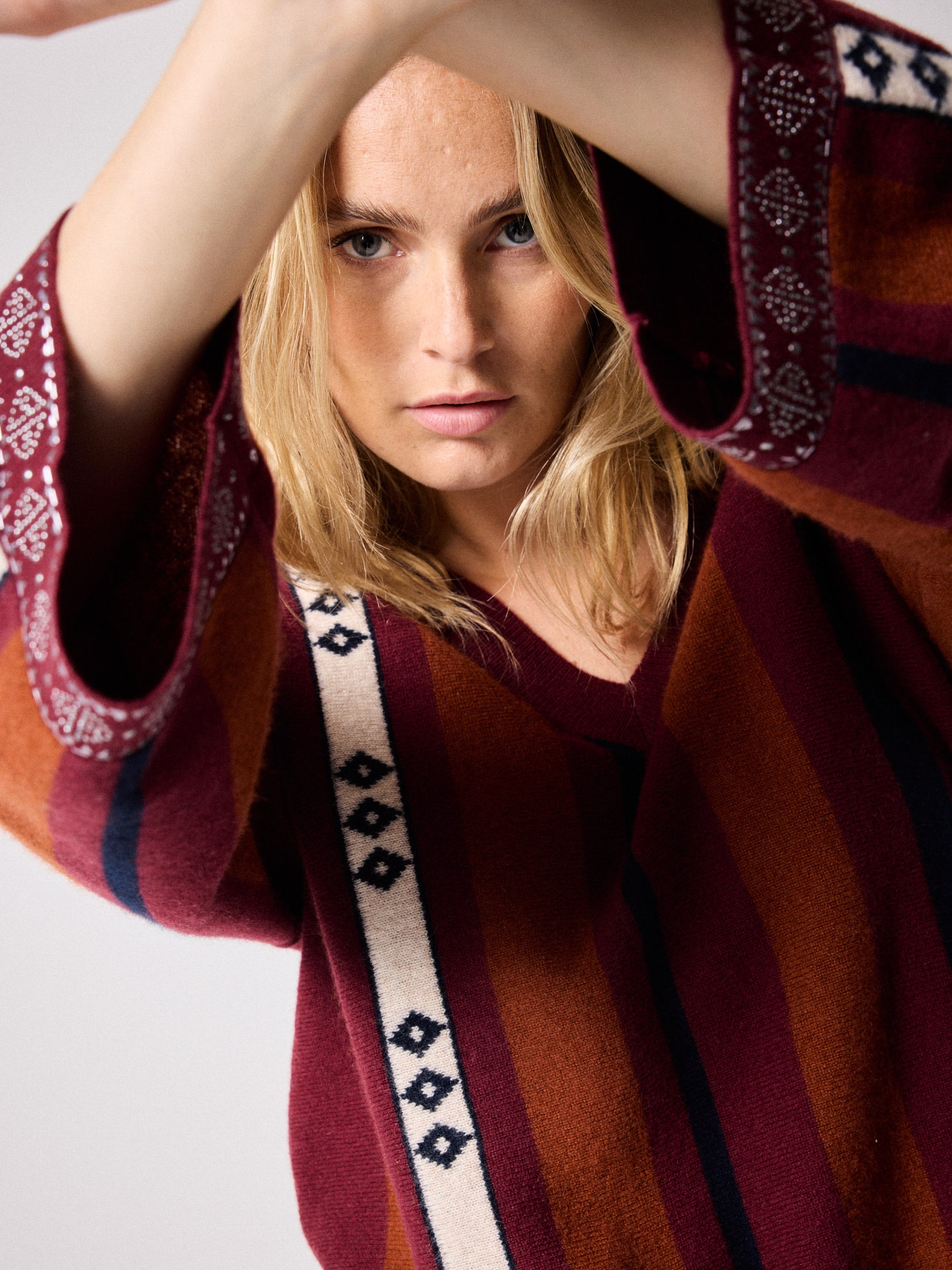 Pull cachemire Swanel POURPRE/ACAJOU