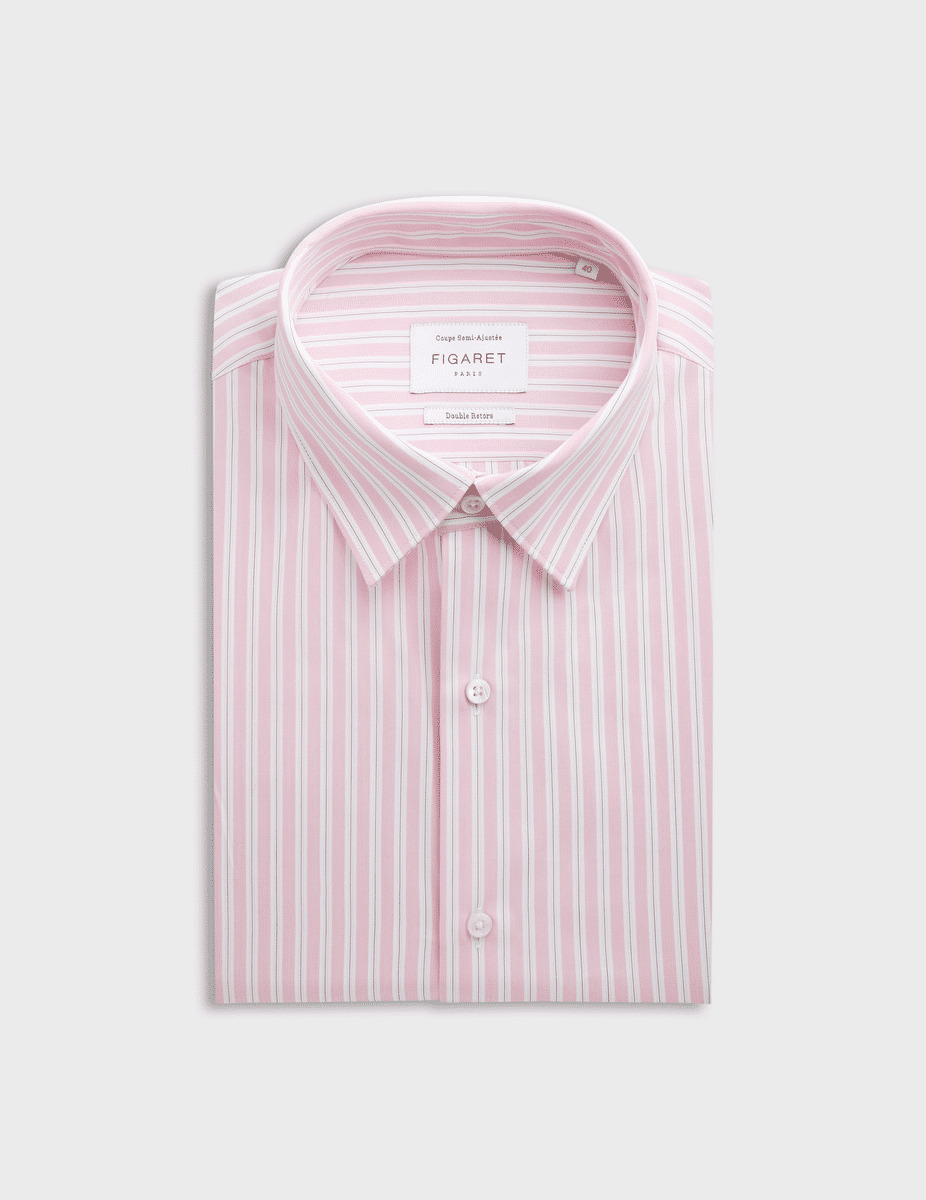 Chemise semi-ajustée rayée rose