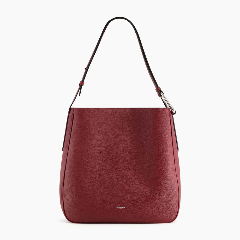 Grand sac hobo Madeleine en cuir grainé