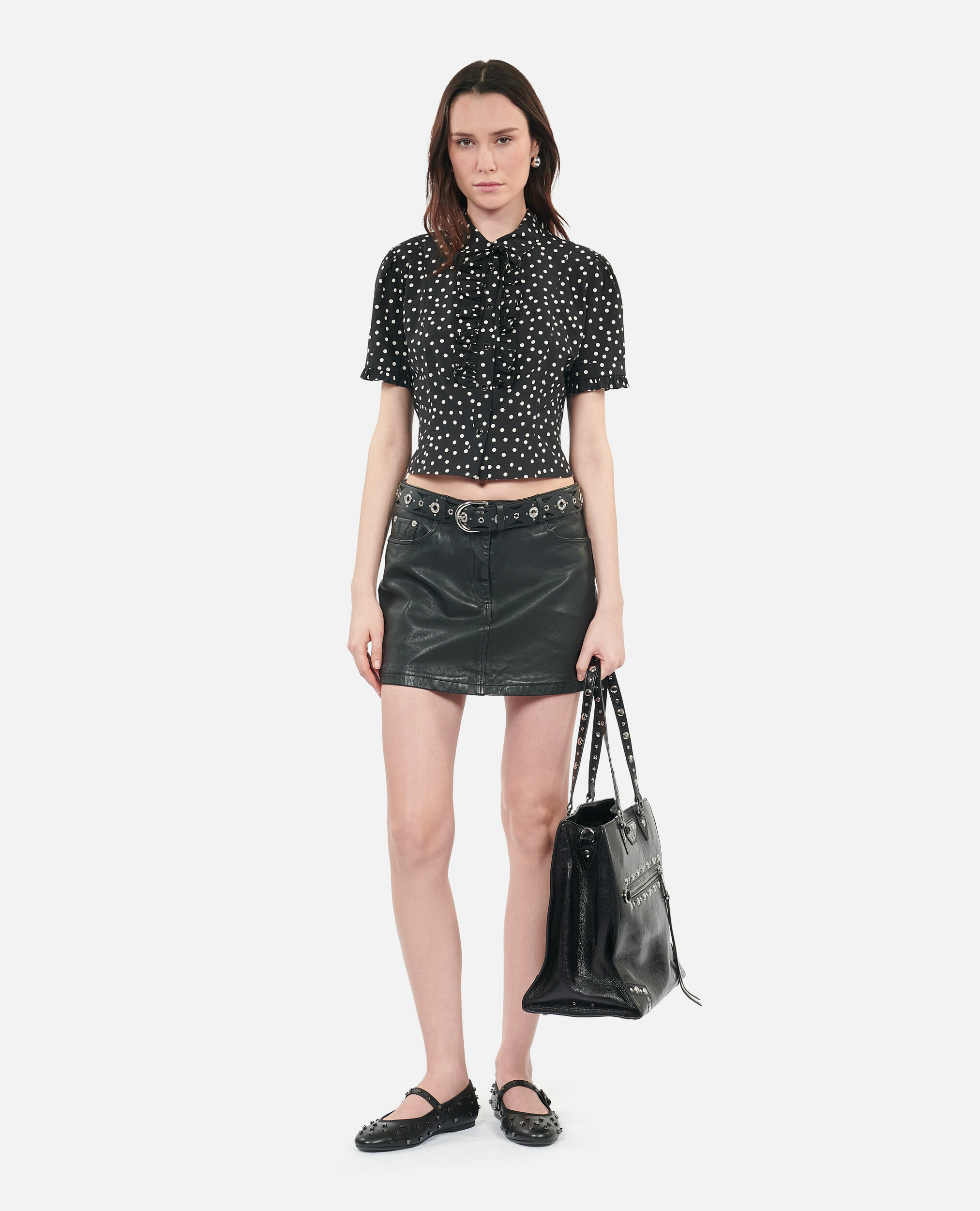 Chemise Noire À Pois Femme