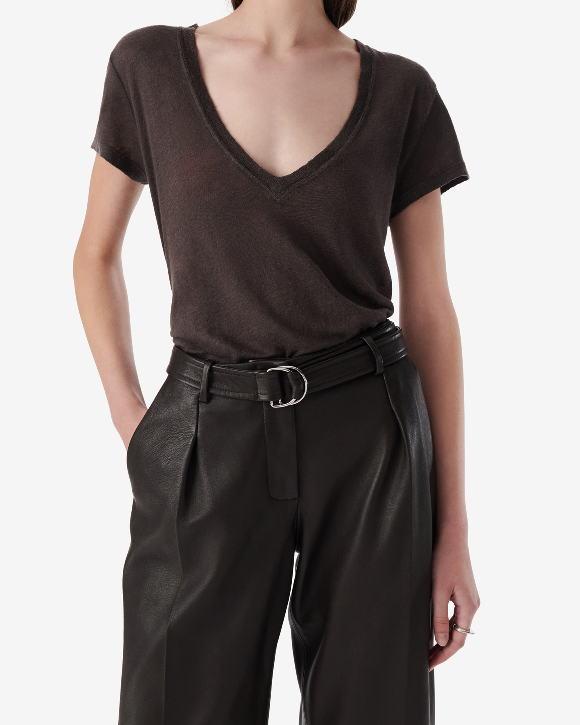 T-Shirt En Lin Col V Rodeo