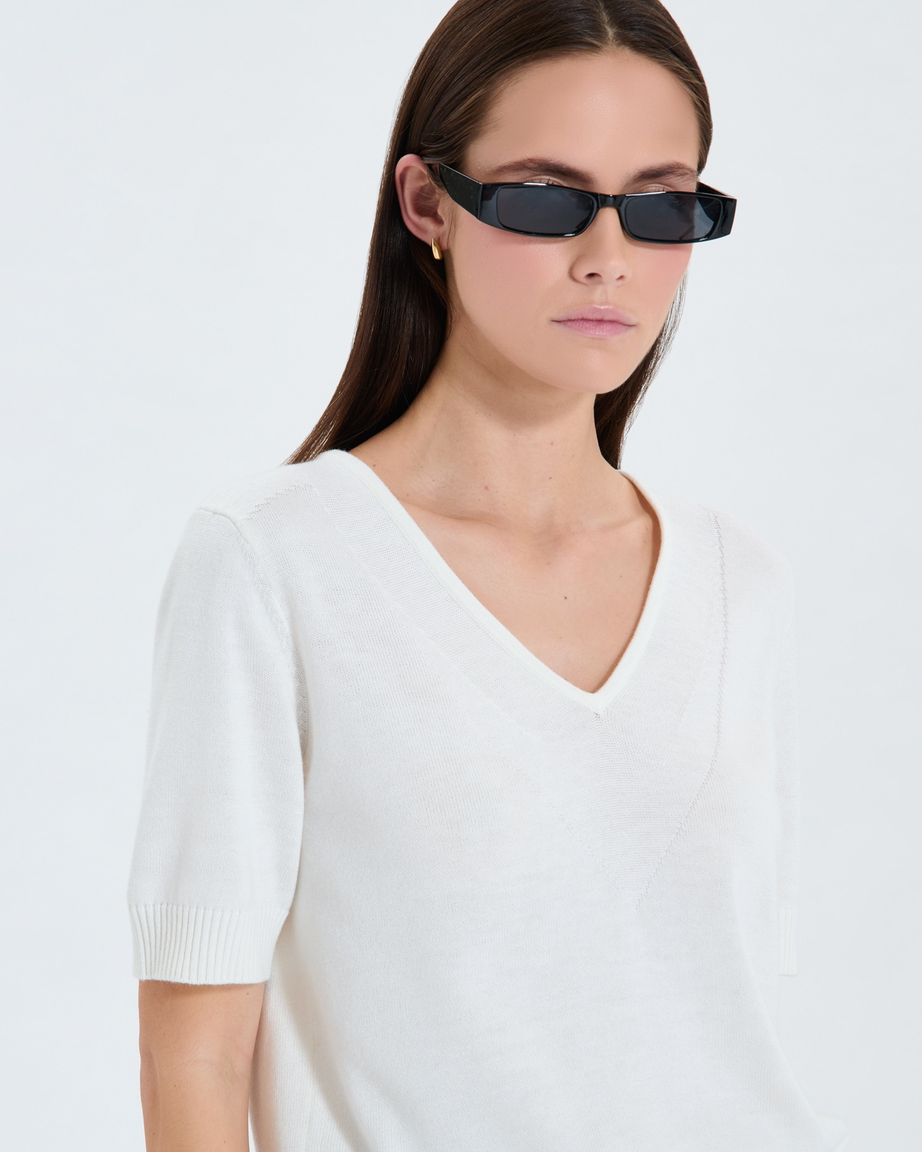 Pull manches courtes écru