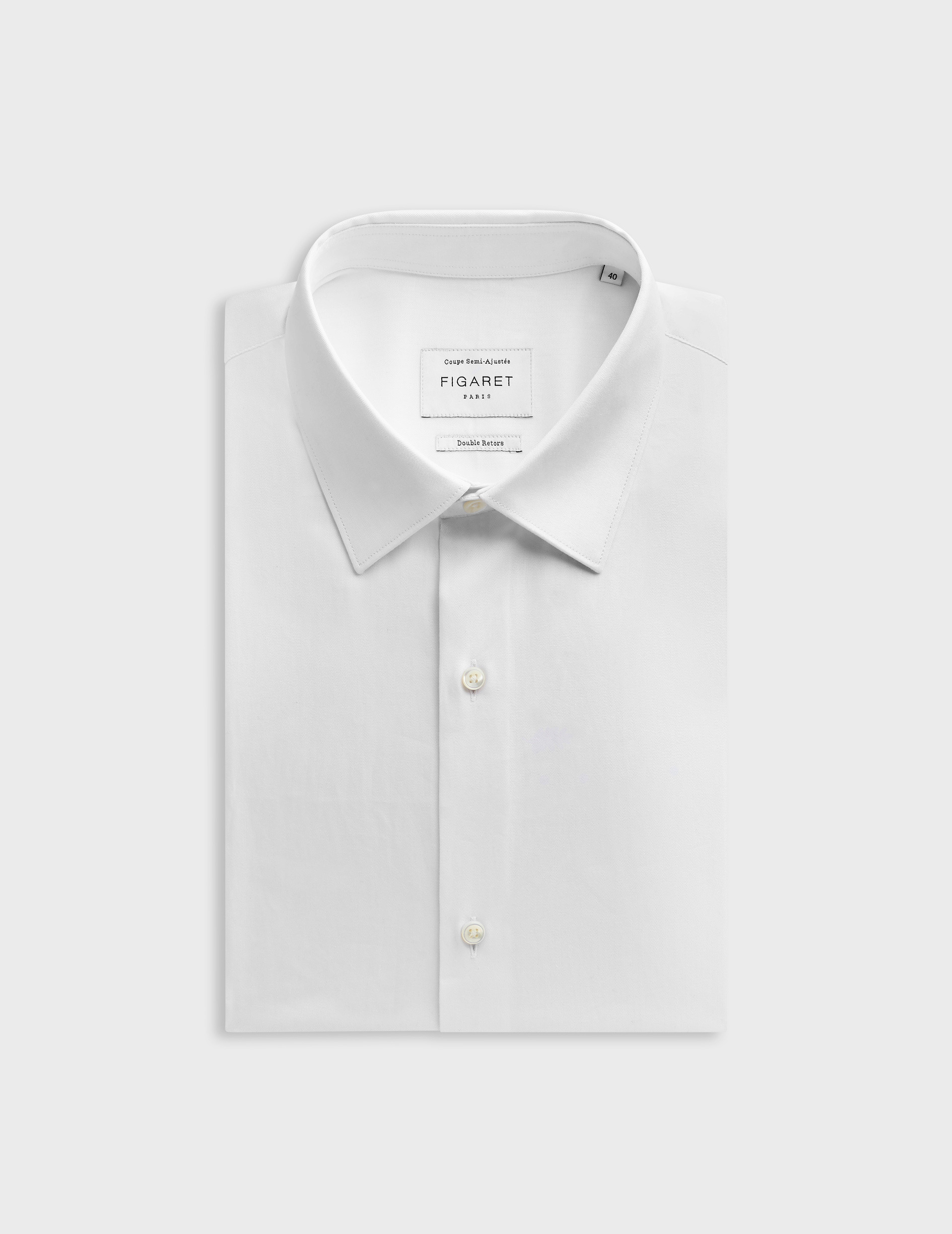 Chemise col figaret en chevron uni blanc