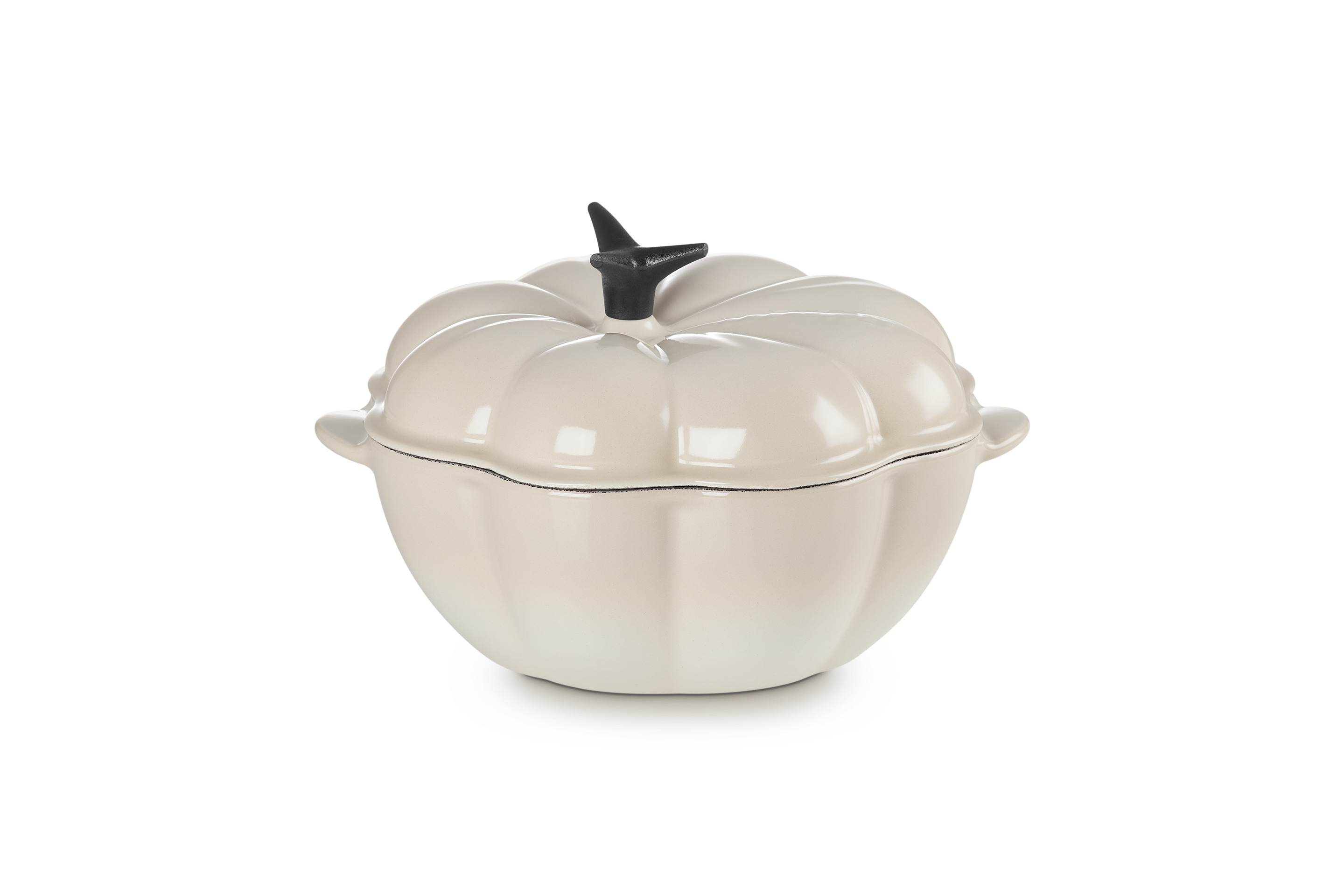 Cocotte potiron ronde 22cm en fonte émaillée meringue