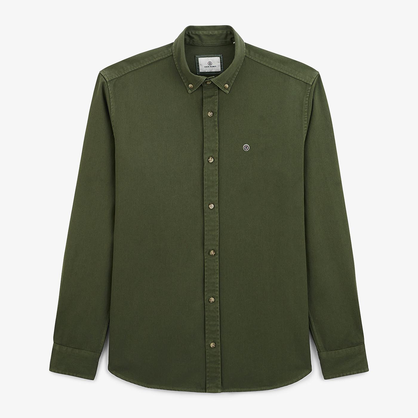 Chemise épaisse en coton unie vert militaire