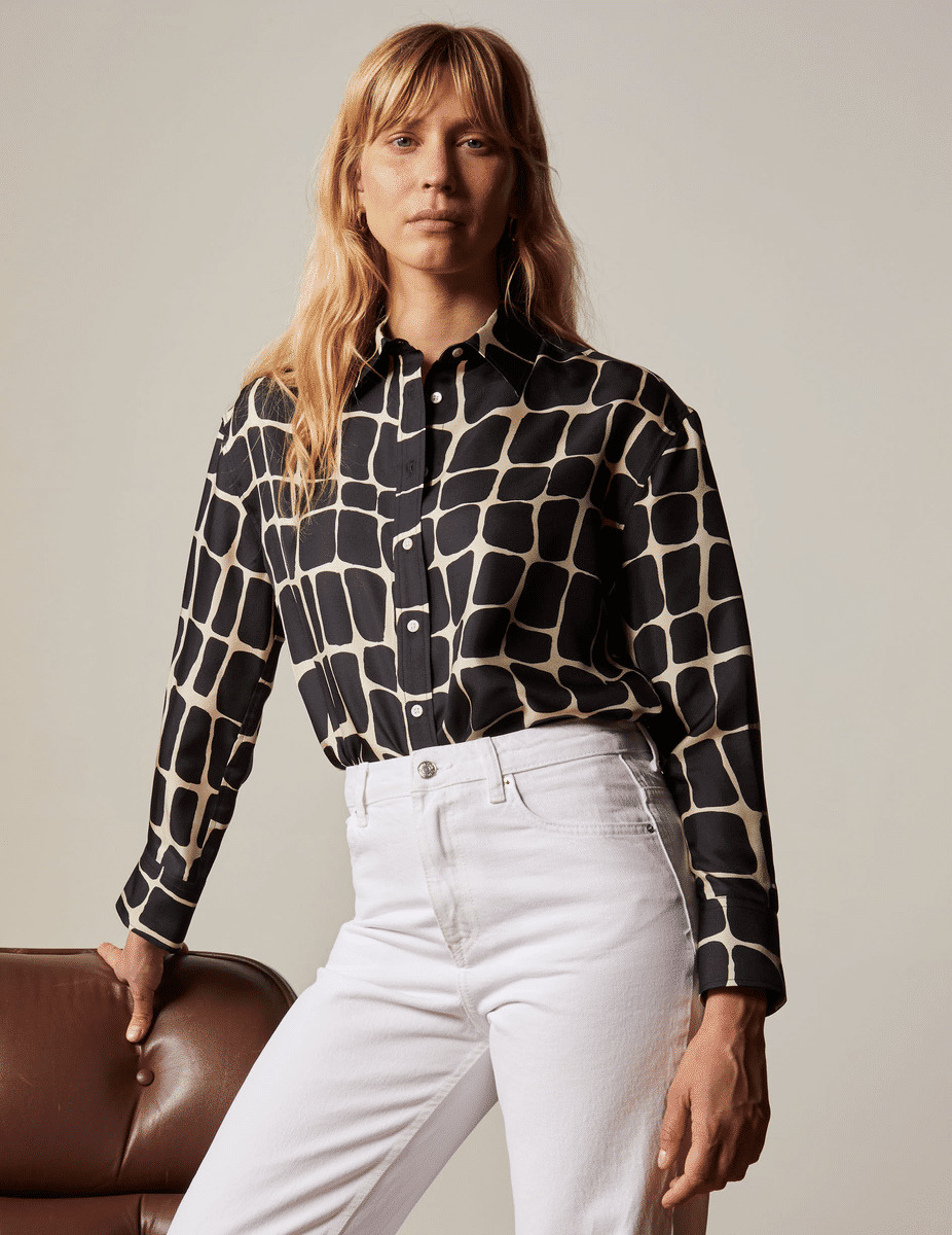 Chemise ambre imprimée noire