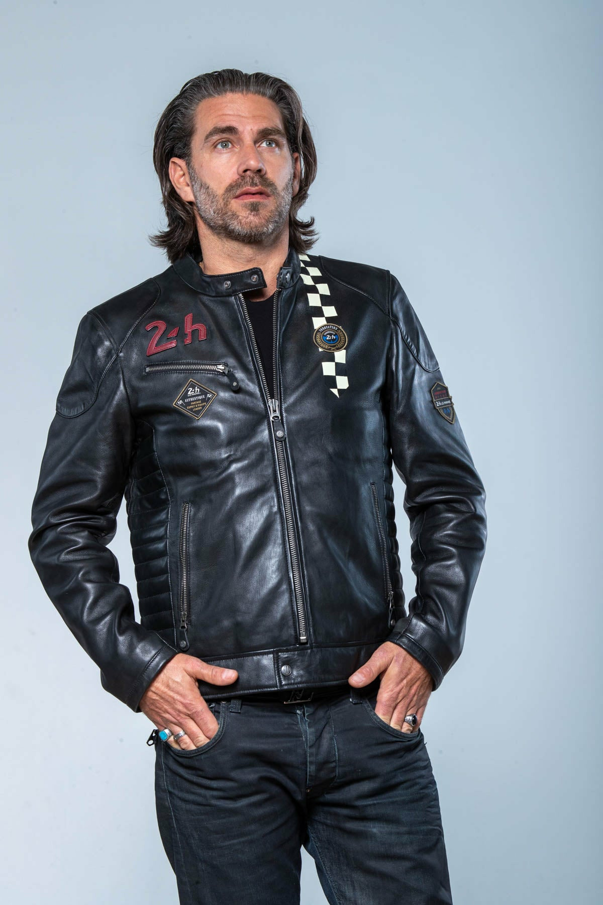 Blouson cuir 24H le mans Edgar noir
