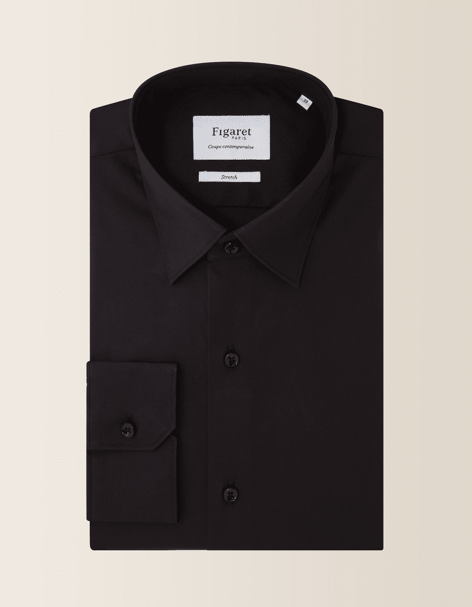 Chemise Contemporaine en popeline stretch noire