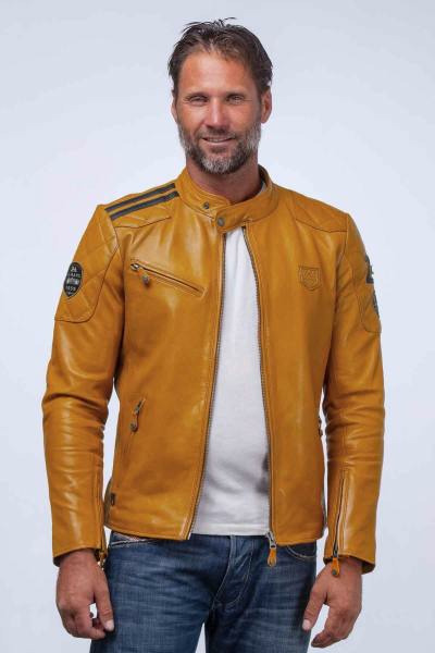 Blouson cuir 24 H Le Mans Duff4 jaune