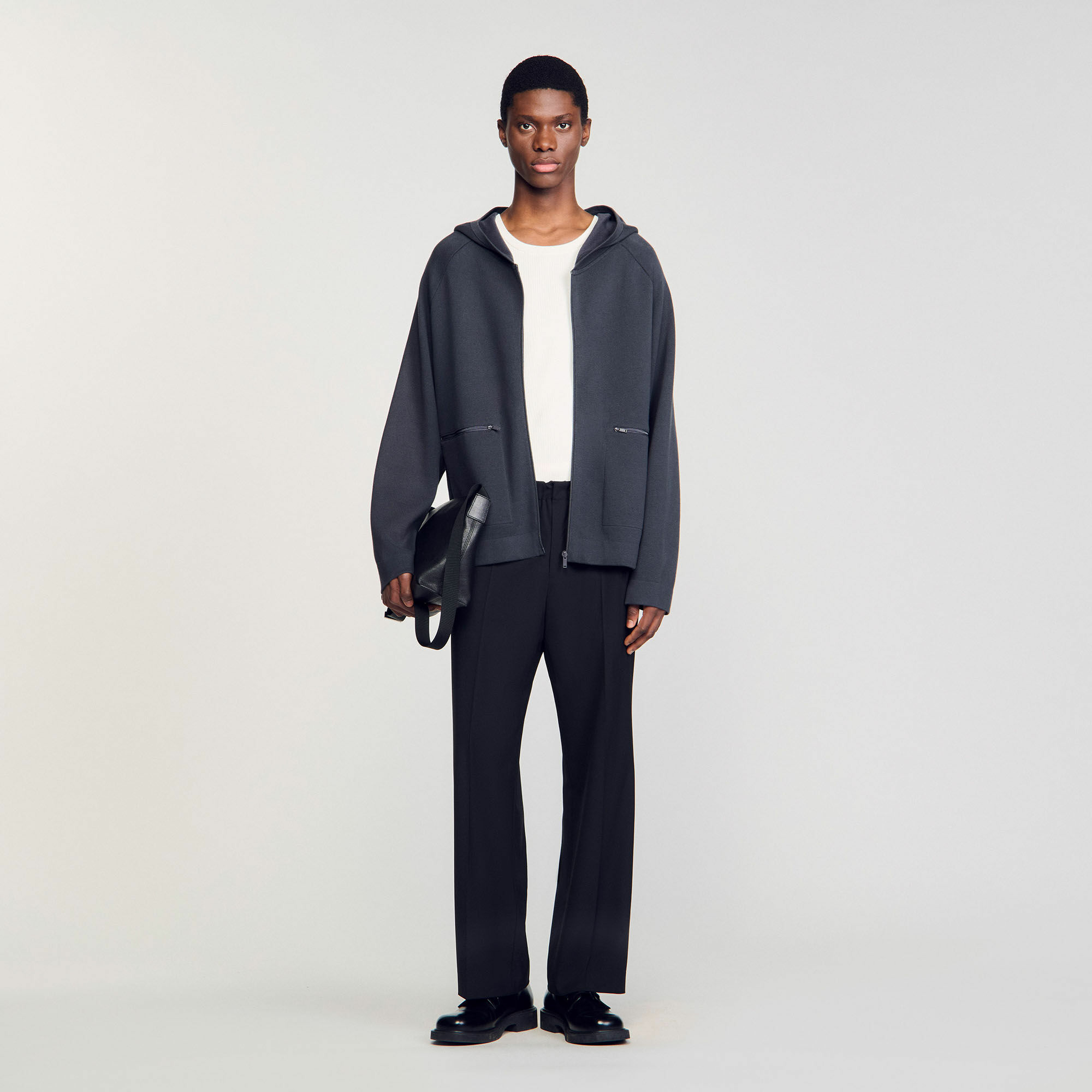 Cardigan à capuche en maille milano