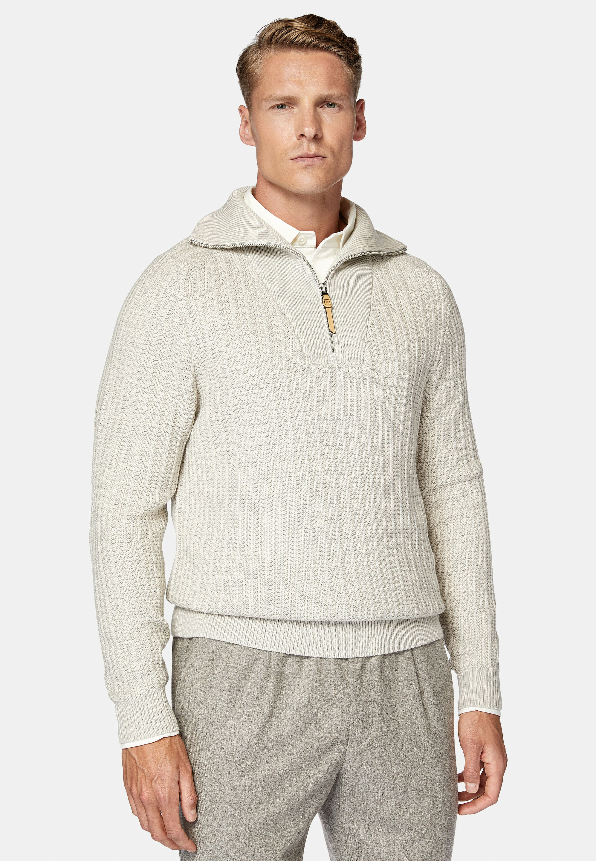 Pull Demi-Zip Sable En Laine Mérinos