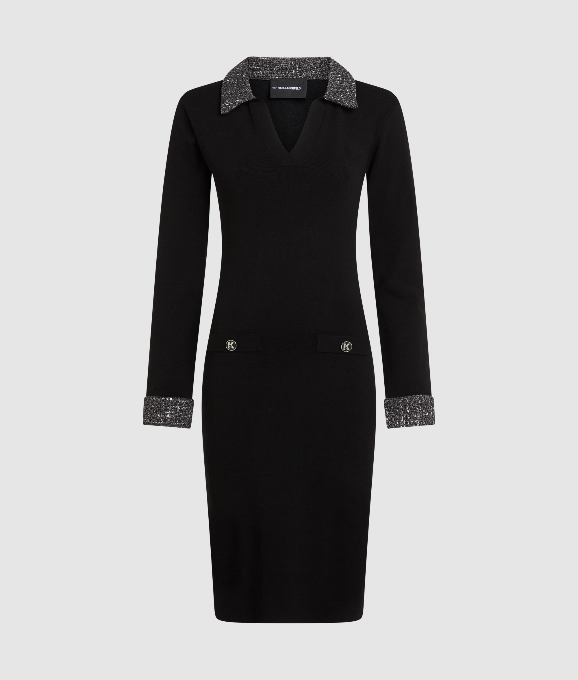 BOUCLE DETAIL KNIT DRESS