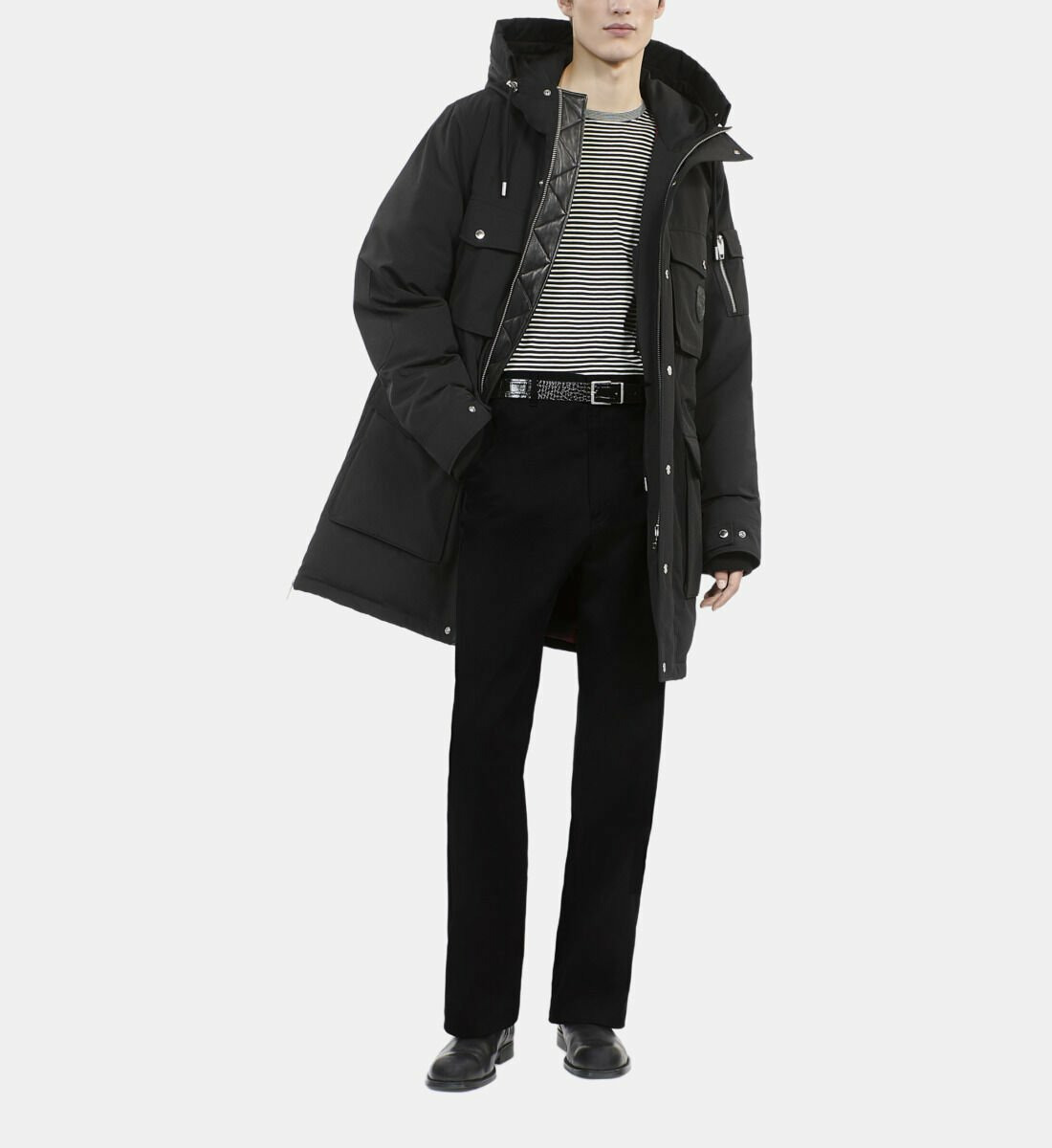 Parka À Capuche Noire Homme