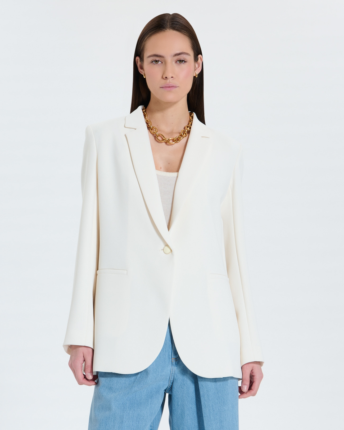 Veste de costume en crêpe écrue