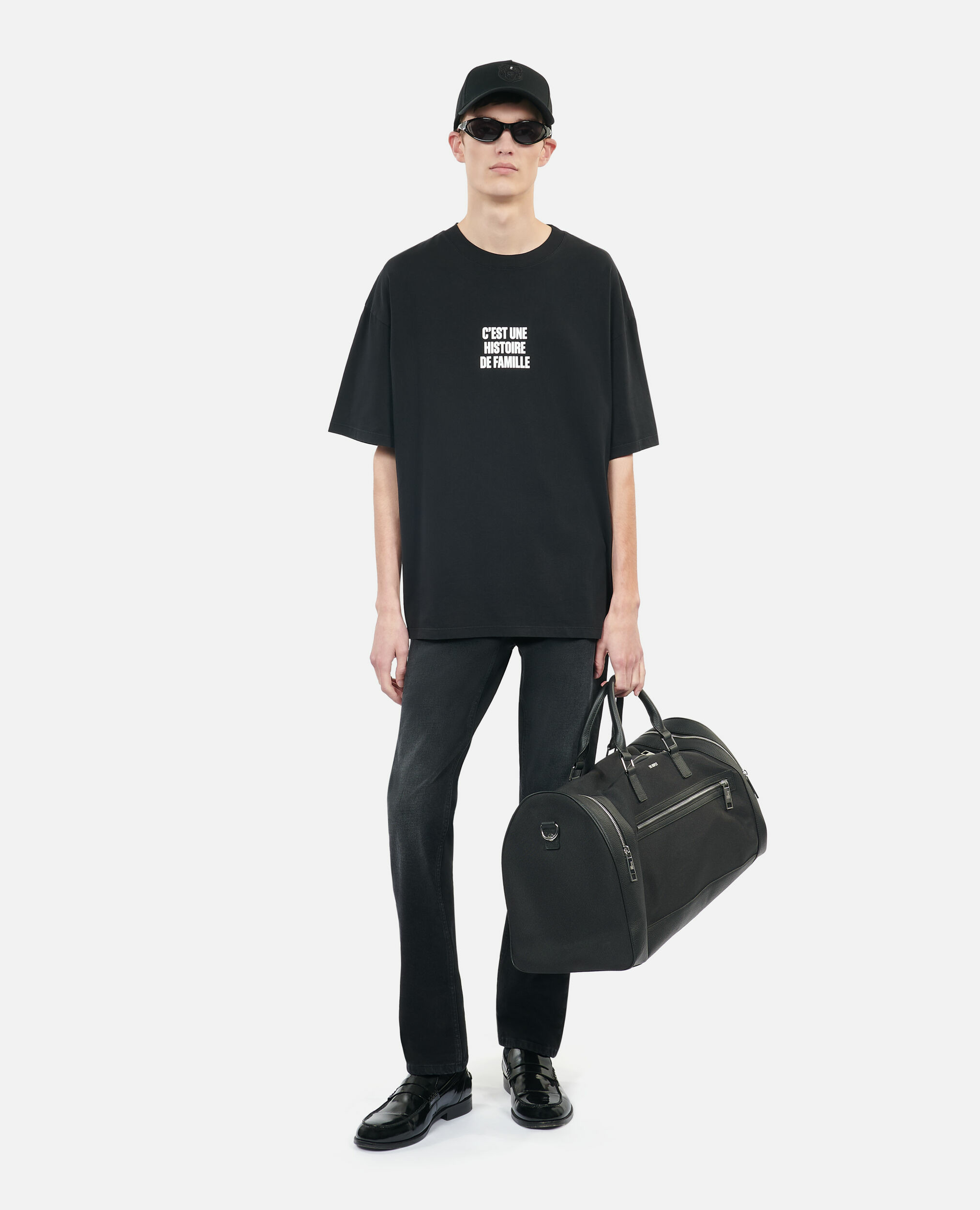 T-Shirt Noir Sérigraphie Histoire De Famille Homme