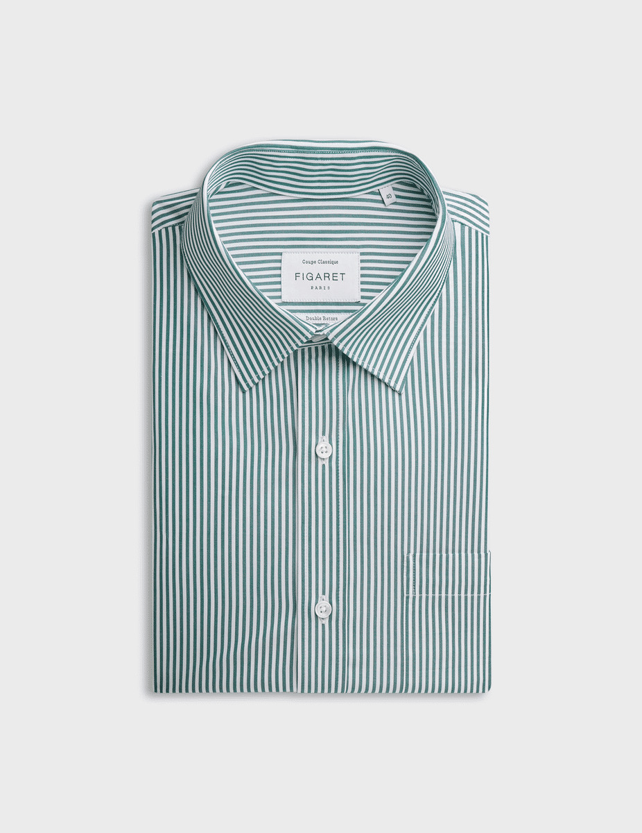 Chemise classique rayée verte