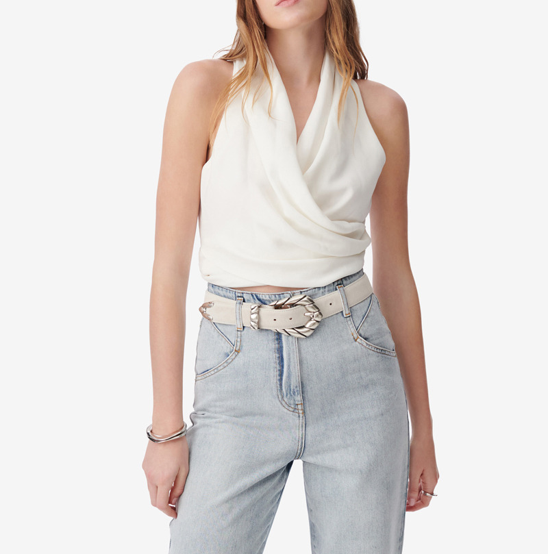 Top Drapé En Crêpe De Satin Colombe
