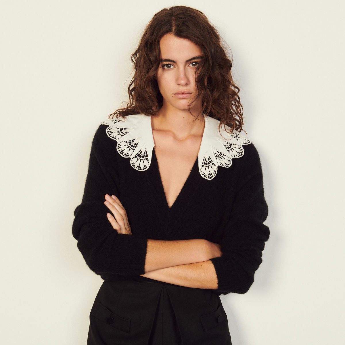 Pull avec col en popeline