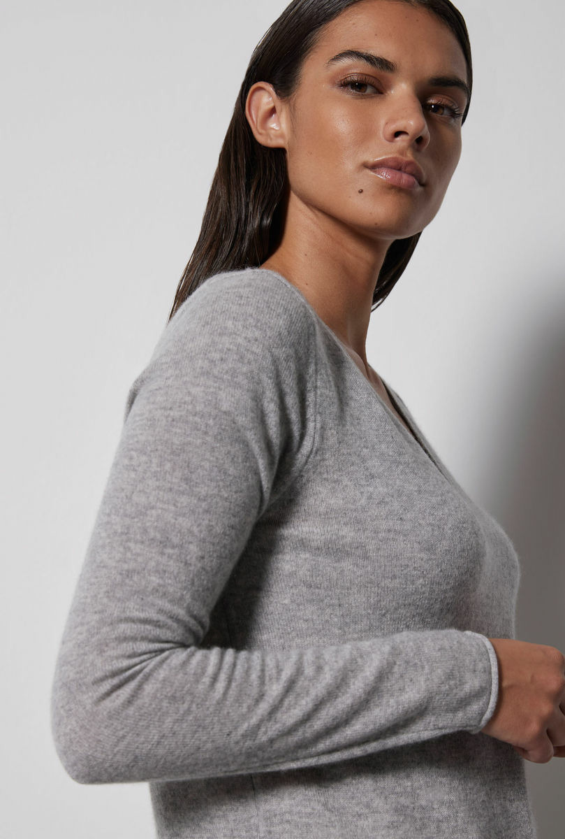 Pull col V Neva GRIS CHINE CLAIR 007