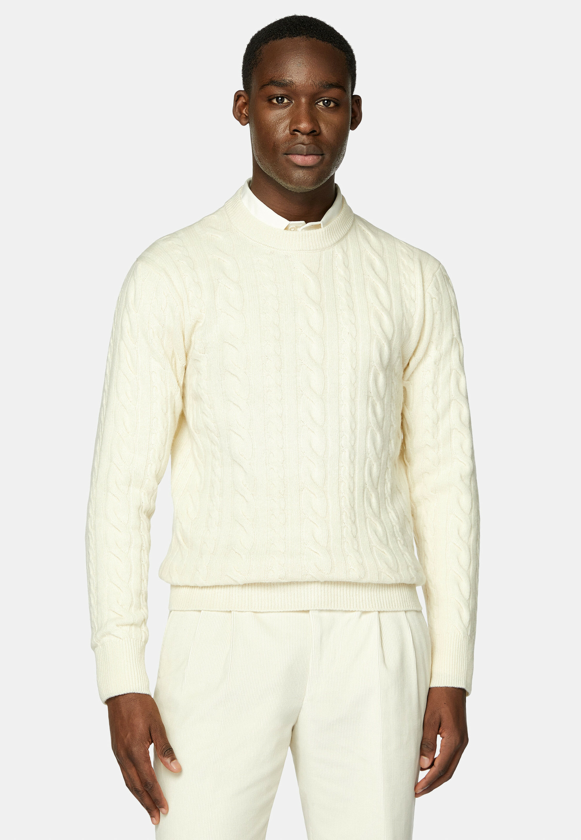 Pull Blanc À Col Rond En Laine