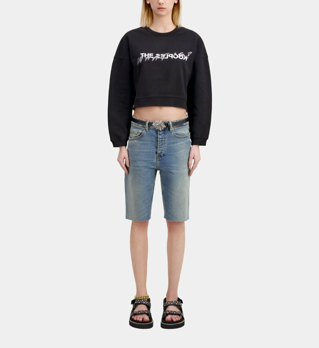 Sweatshirt What Is Court Noir Avec Strass Femme