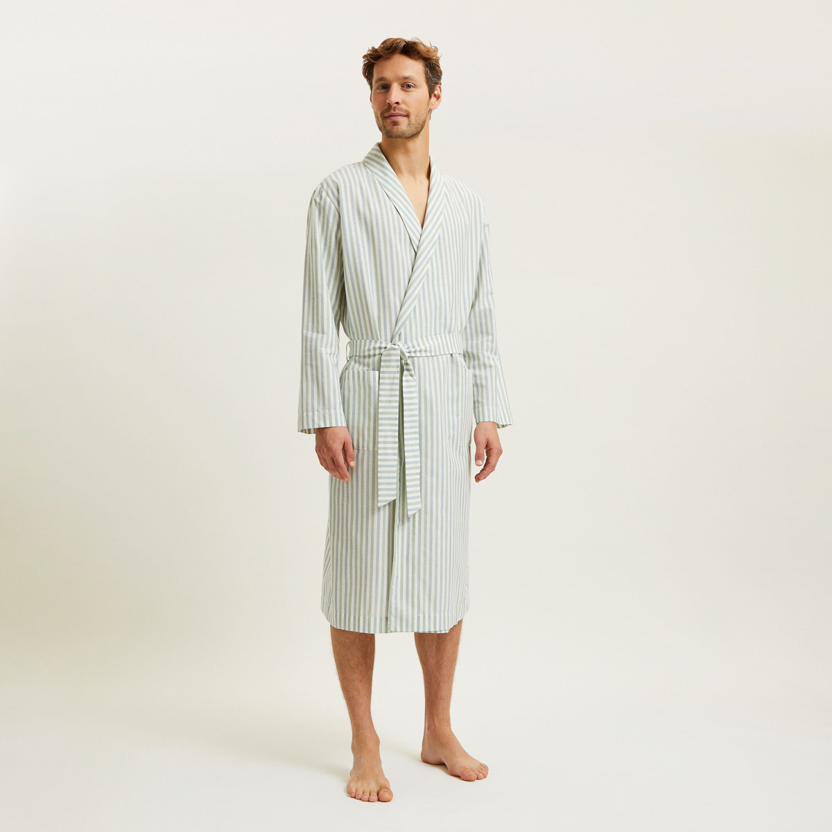 - Peignoir long col châle en voile de coton, Kos