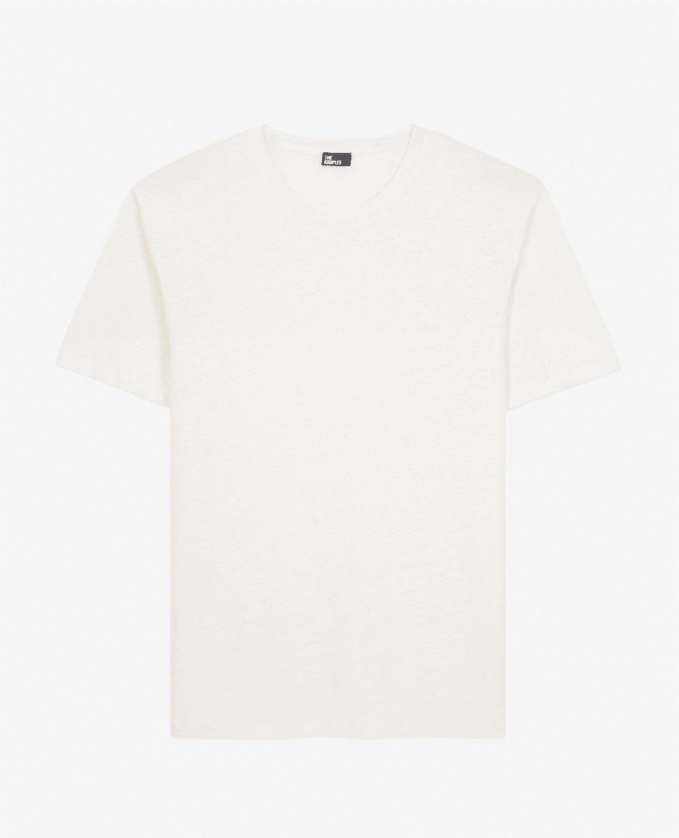 T-Shirt Manches Courtes En Lin Avec Broderie Poitrine Homme