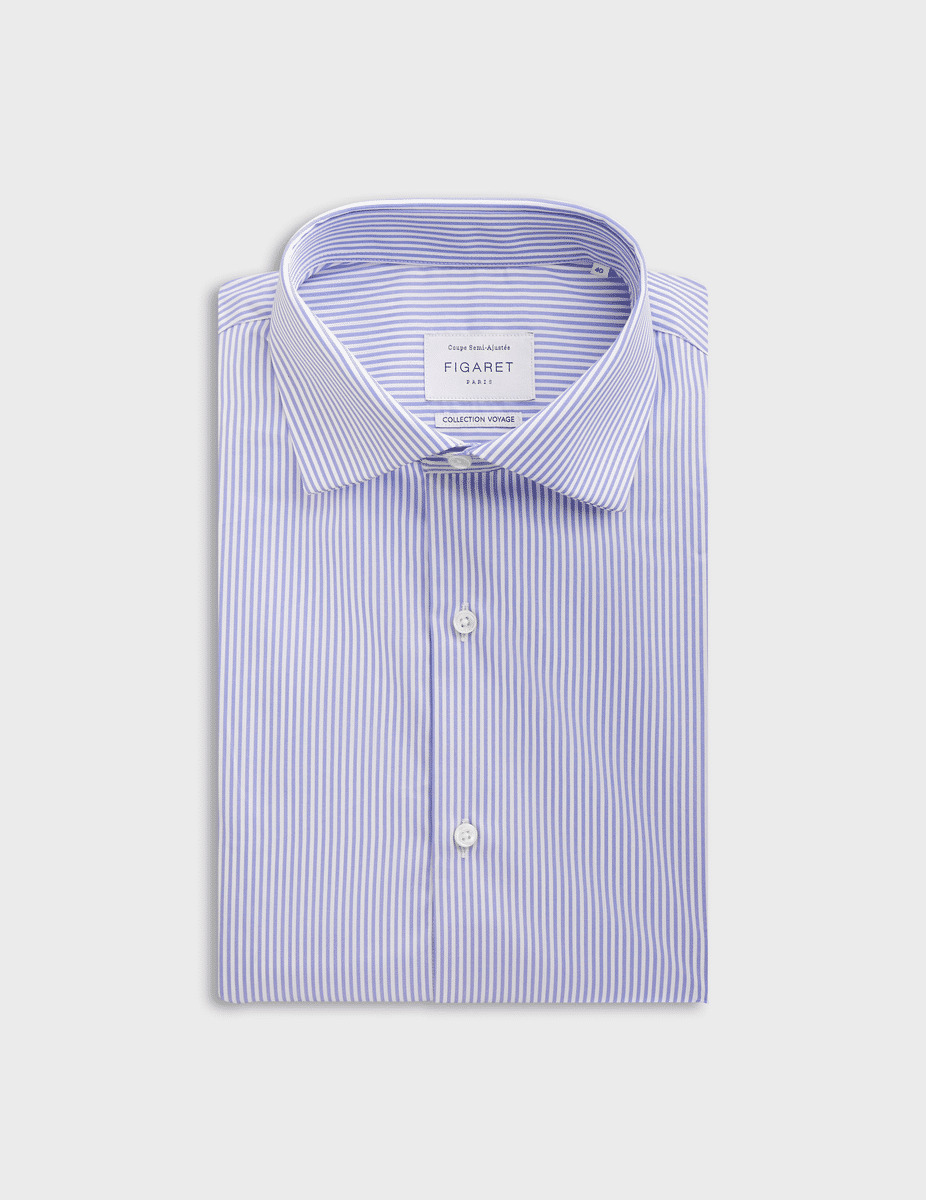 Chemise semi-ajustée infroissable rayée bleue