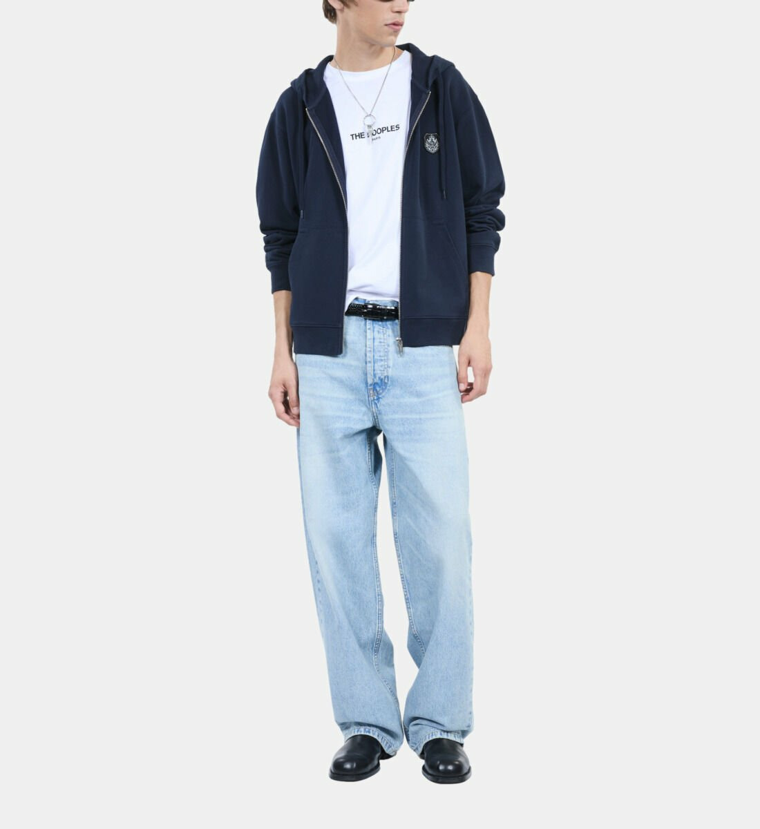 Sweatshirt À Capuche Blason Bleu Homme