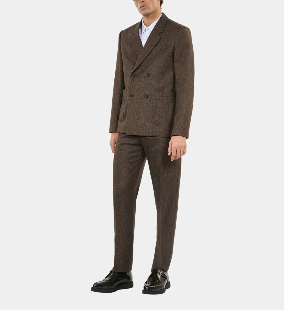 Veste De Costume Marron En Laine Homme