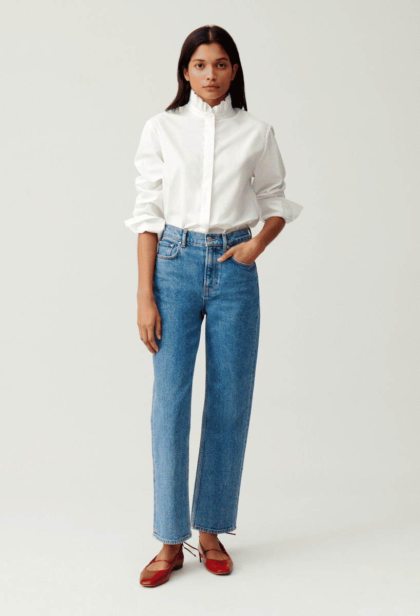 Chemise col volant blanche